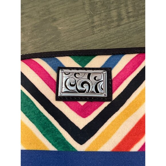 Brighton Multicolor Stripe Cosmetic Bag With Polka Dot Interior & Zipper Closure - Picture 2 of 11